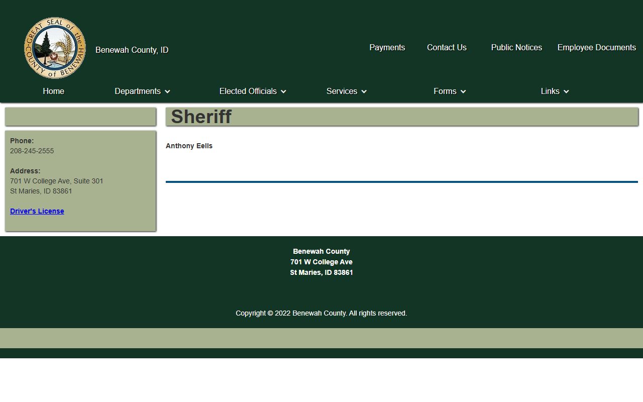 Benewah County arrest records sheriff office source