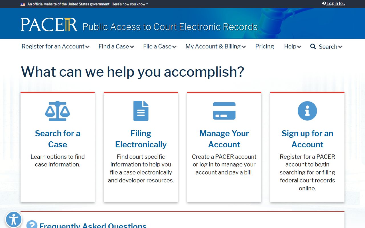 Benewah County District Court federal PACER home page