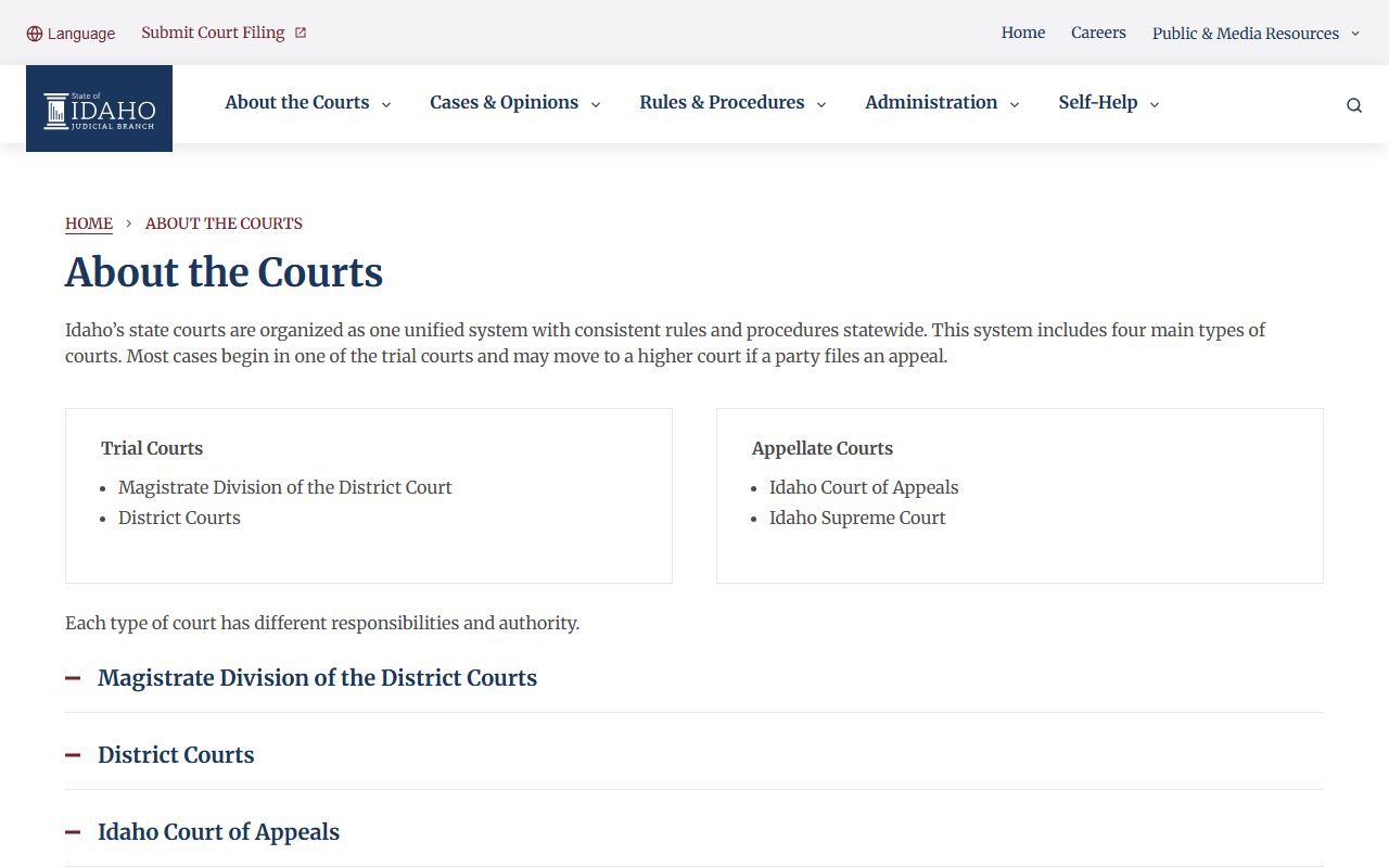 Benewah County court records Idaho court structure source