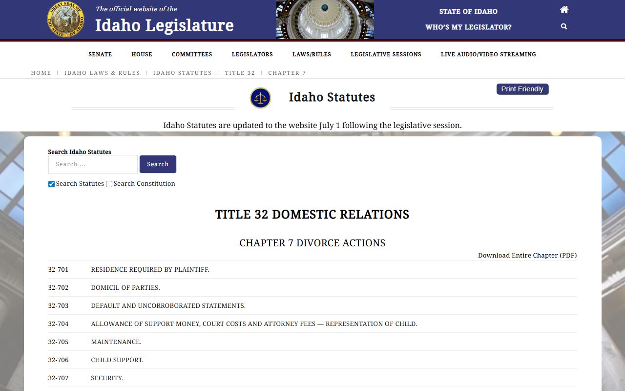 Benewah County divorce records Idaho divorce law chapter