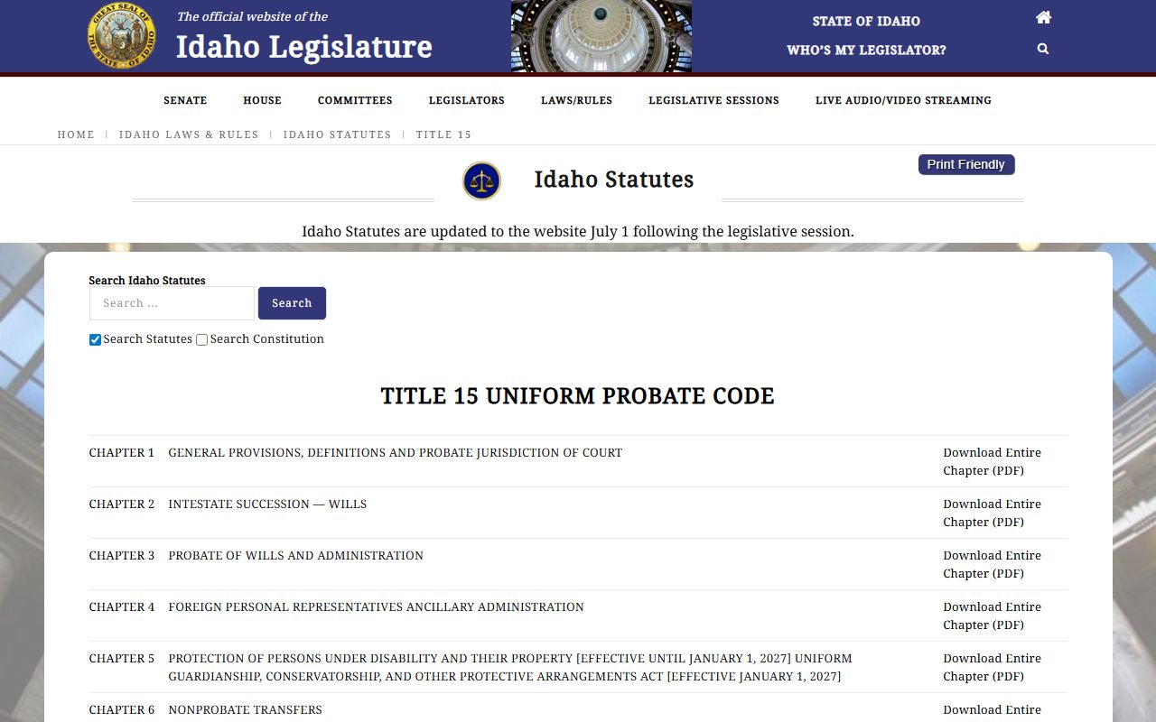 Benewah County probate records Idaho Uniform Probate Code