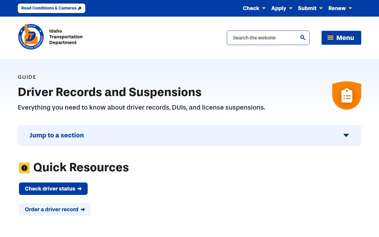 Benewah County traffic court records ITD driver records and suspensions