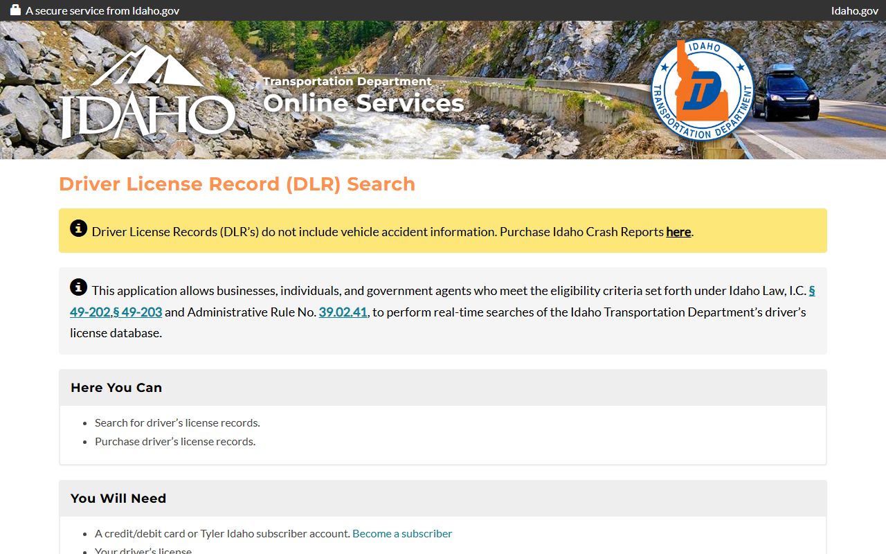 Benewah County traffic court records Tyler Idaho DLR system